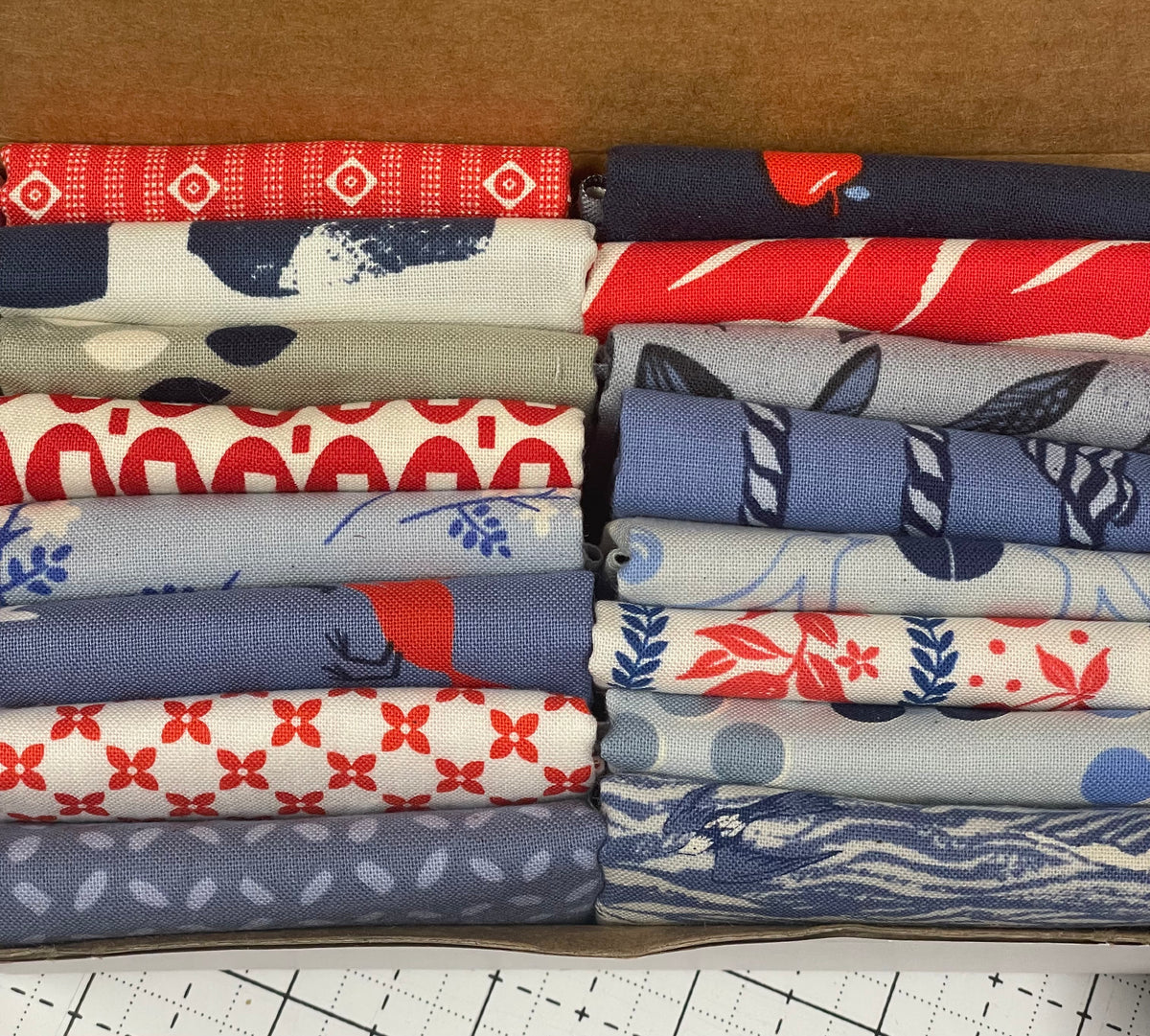 Box Of Eights Cotton & Steel and Friends Red/Blue Rainbow Stash