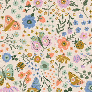 Butterfly Garden Ivory/Multi Floral Frenzy(FQ) - Samantha Johnson Cloud 9 Fabrics