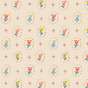 Tiny Tulips Ivory/Multi Floral Frenzy(FQ) - Samantha Johnson Cloud 9 Fabrics