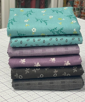 Gentler Times Plum Damsel Fat Quarter Bundle (6) - Lori Holt for Riley Blake Designs