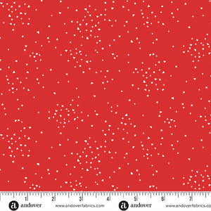 Hearts and Stars Red FQ - Andover Fabrics