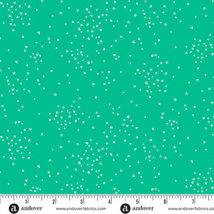 Hearts and Stars Turquoise FQ - Andover Fabrics