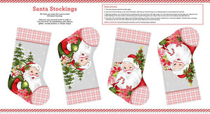 Santa Stocking Panel Candy Cane Lane Pink/Grey - Kathleen Francour for Studio E