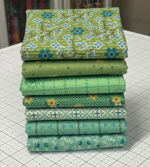 Gentler Times Mint Julep Fat Quarter Bundle (7) - Lori Holt for Riley Blake Designs