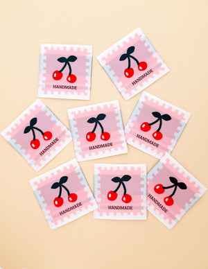 Minki Kim Cherry Pink Woven Labels (8) - Minki Kim Sewing Illustration