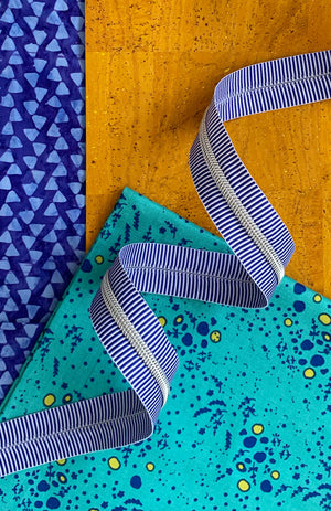 Zippers By The Yard Blue Stripe - Sassafras Lane Designs
