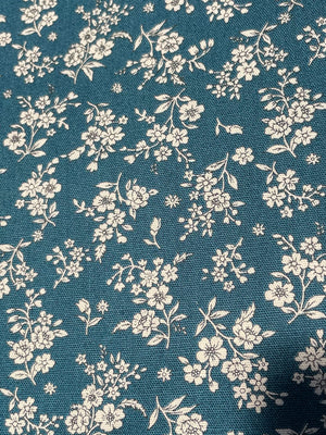 Dark Teal Floral Fat Quarter - Japanese Fabric House