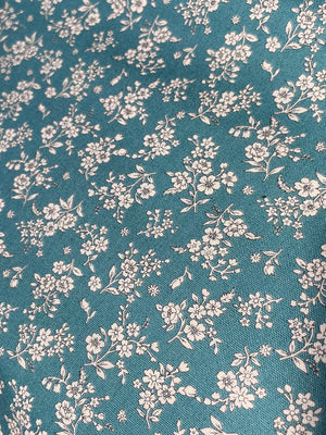 Teal Floral Fat Quarter - Japanese Fabric House