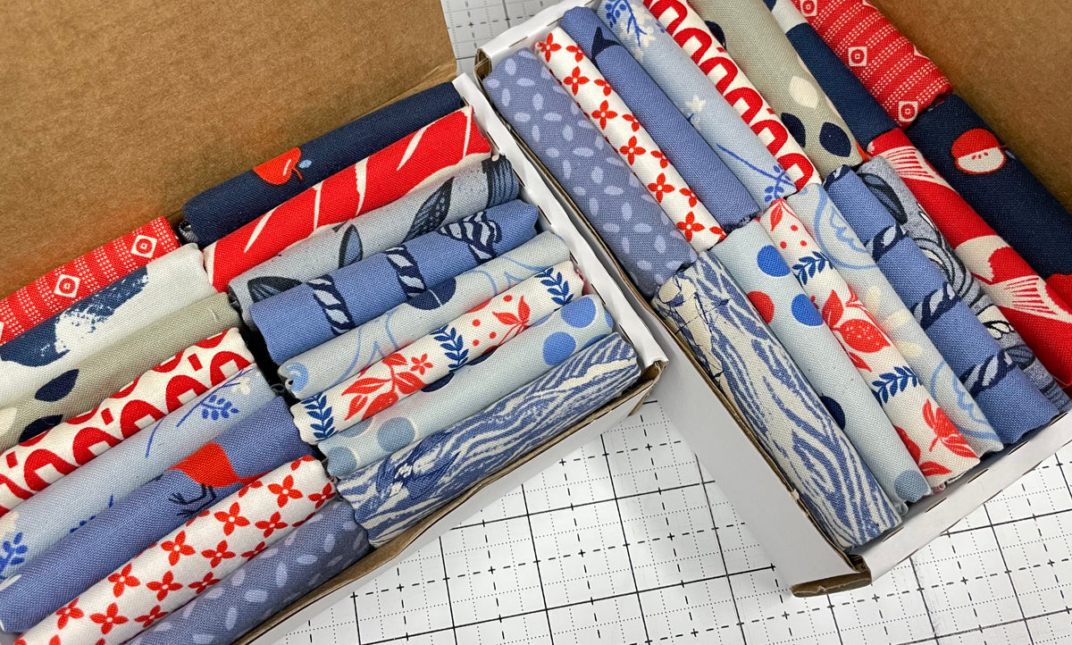 Box Of Eights Cotton & Steel and Friends Red/Blue Rainbow Stash