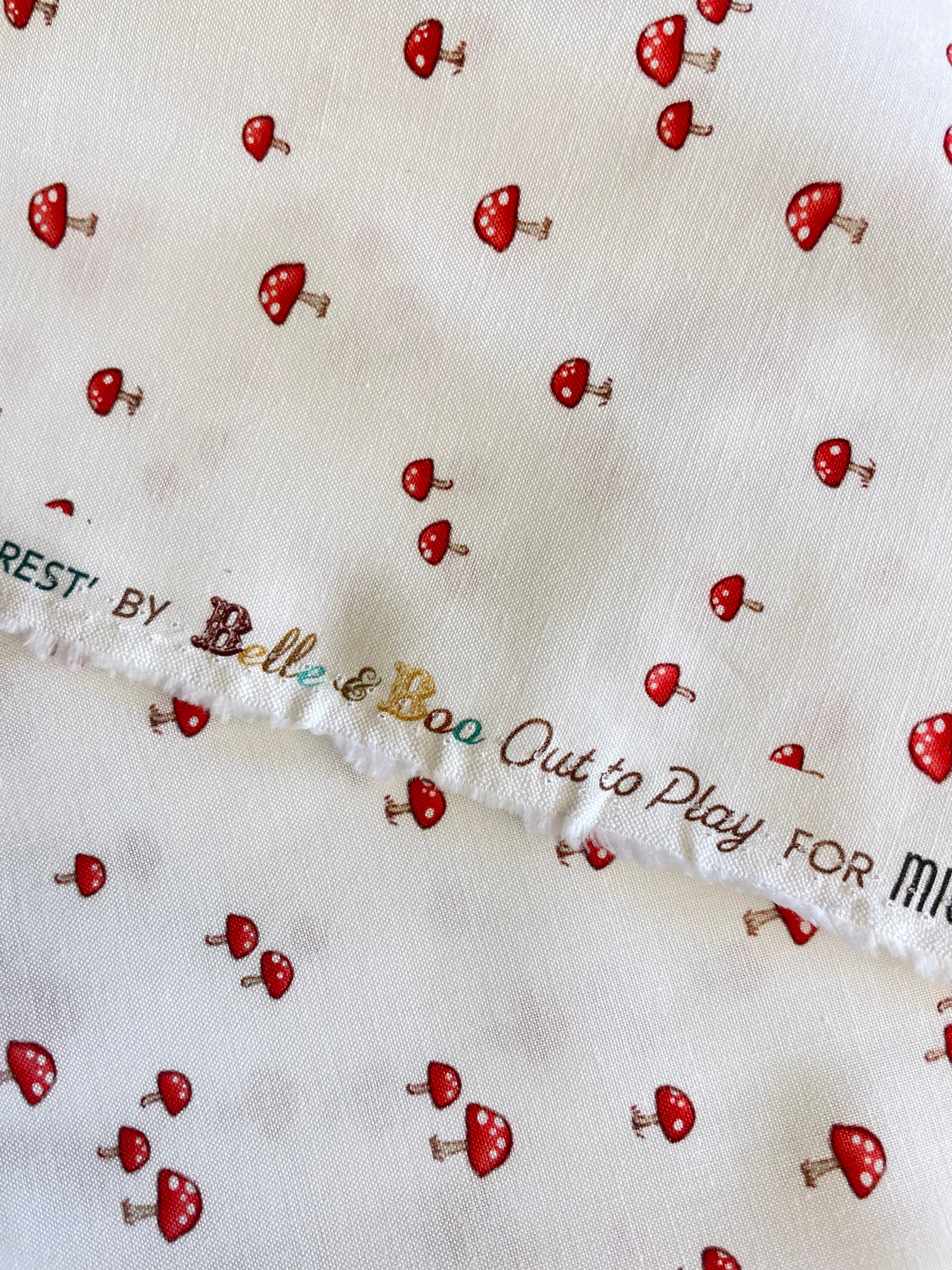 Mushrooms White - Belle & Boo for Michael Miller Fabrics