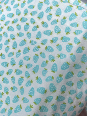 Strawberries Blue Double Gauze - Sevenberry Japan for Robert Kaufman Fabrics