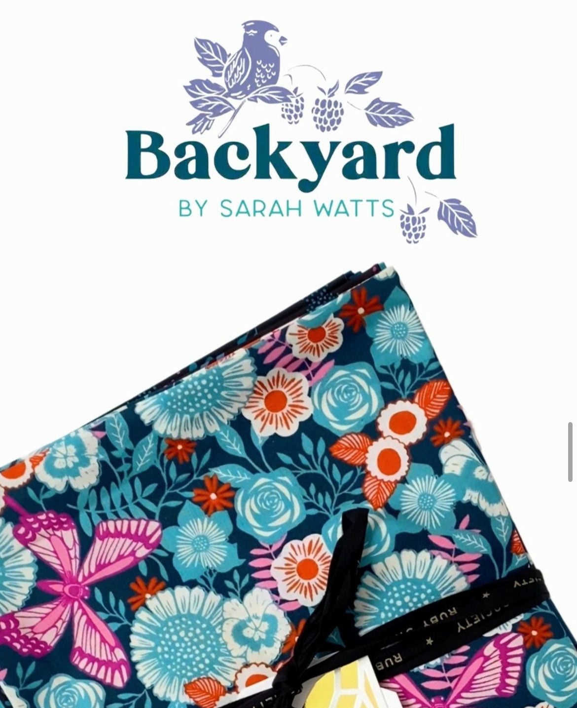 Backyard Butterfly Garden Dark Teal - Sarah Watts for RSS