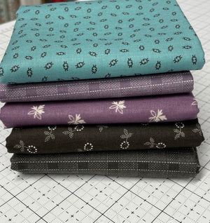Gentler Times Plum Damsel Fat Quarter Bundle (5) - Lori Holt for Riley Blake Designs