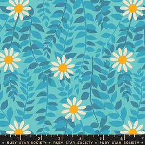 Flowerland Daisies Turquoise (FQ) - Melody Miller Ruby Star Society