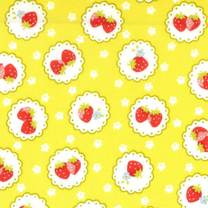 Strawberries On Lace Yellow - Elite Japanese Fabric