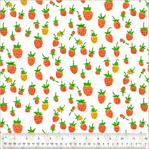 Strawberries White Studio Edit (FQ) - Heather Ross for Windham Fabrics