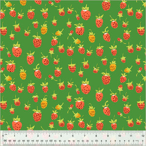 Strawberries Green Studio Edit (FQ) - Heather Ross for Windham Fabrics