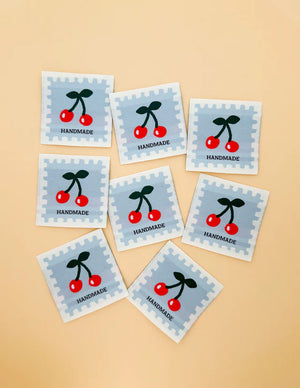Minki Kim Cherry Blue Woven Labels (8) - Minki Kim Sewing Illustration