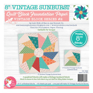Vintage Sunburst 8 inch Foundation Paper - It’s Sew Emma