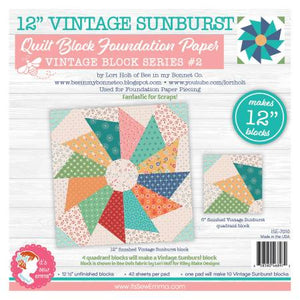 Vintage Sunburst 12 inch Foundation Paper - It’s Sew Emma