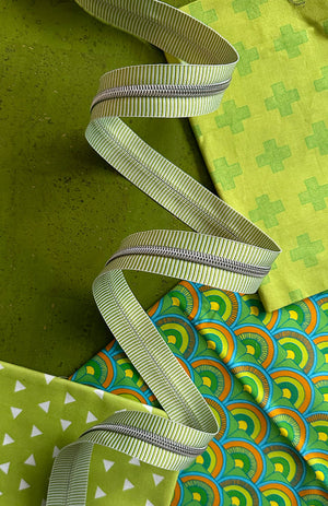 Zippers By The Yard Lime Stripe - Sassafras Lane Designs