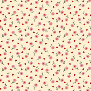 Cream Hearts and Roses Mother's Valentine Fat Quarter - Mary Mulari  for Marcus Fabrics