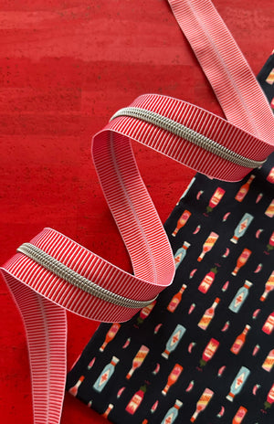 Zippers By The Yard Red Stripe - Sassafras Lane Designs