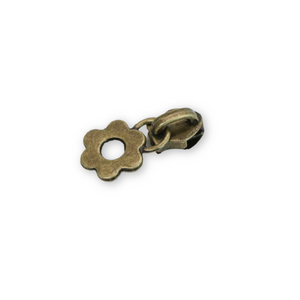 FOUR FLOWER ZIPPER PULLS ANTIQUE - SALLIE TOMATO