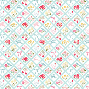 Bonjour Blue Rosy Cheeks (FQ) - Lori Woods Poppie Cotton