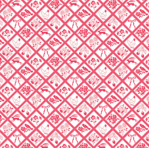Bonjour Red Rosy Cheeks (FQ) - Lori Woods Poppie Cotton