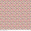 Coral Daisy fabric C17161-CORAL from the Farmer's Daughter collection by Lori Holt for Riley Blake Designs featuring scattered daisy flowers on a cream background.
