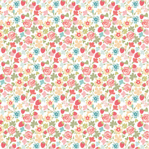 Hello White Rosy Cheeks (FQ) - Lori Woods Poppie Cotton