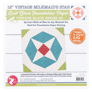 Vintage Milkmaid Star Quilt Block 12 Inch Foundation Paper - It’s Sew Emma
