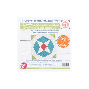 Vintage Milkmaid Star Quilt Block 6 Inch Foundation Paper - It’s Sew Emma