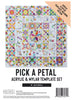 Pick A Petal pattern and template box set by Jen Kingwell featuring detailed floral patchwork quilt design with acrylic and Mylar templates