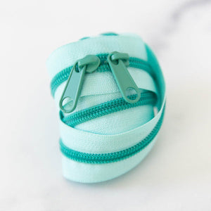 30” Spearmint Zipper - Teal Green Coil & Pulls
