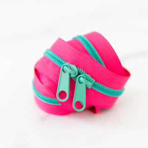 30” Strawberry Zipper - Teal Green Coil & Pulls