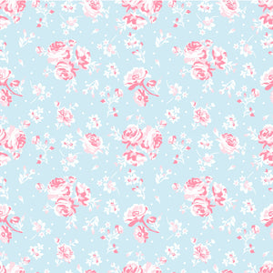 Vintage Rose Sky Blue Elise - Terri Henson for Poppie Cotton