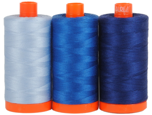 Aurifil Boxed Set -Como Blue Cotton Thread 3 x Large Spools