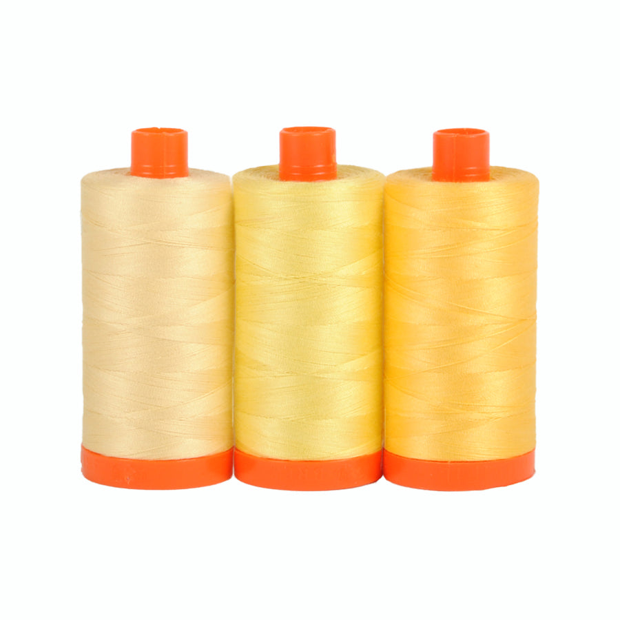 Aurifil Boxed Set -Sicily Yellow Cotton Thread 3 x Large Spools