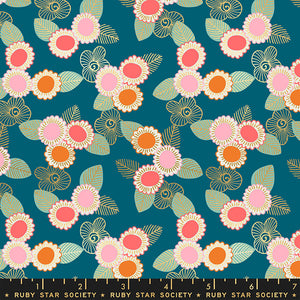 Purl Embroidered Floral Teal - Sarah Watts Ruby Star Society