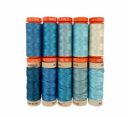 Aurifil Cotton Floss Indigo Boxed Set -  Thread 10 x Small Spools